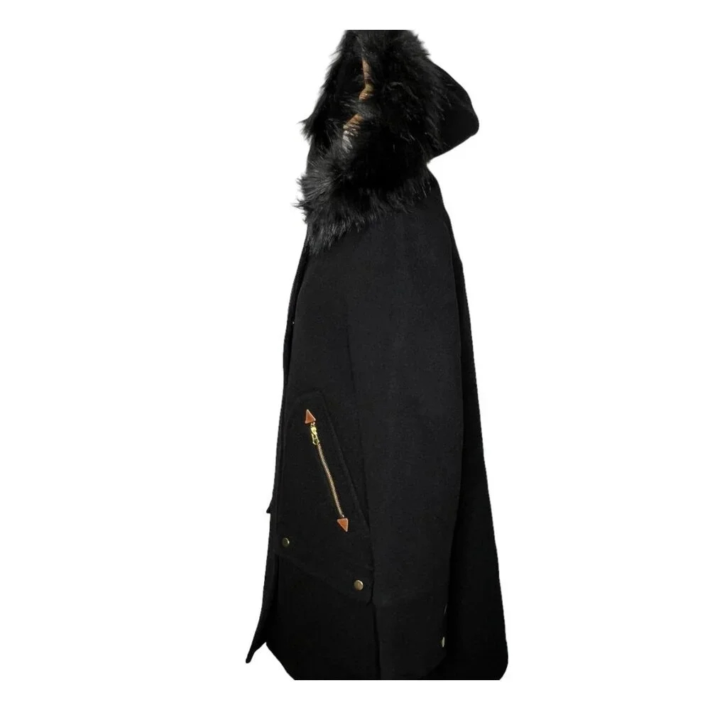 J.Crew Womens $385 Chateau Parka Italian Wool Black Size 4 BM948 Winter Coat - Picture 5 of 12